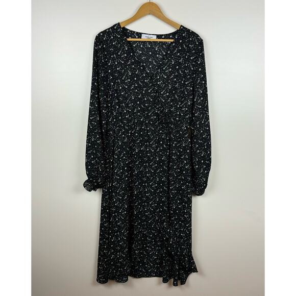 Carly Jean Womens Ditsy Floral Print Midi Asymmetrical Dress‎ Sz L Boho Festival - Picture 3 of 14